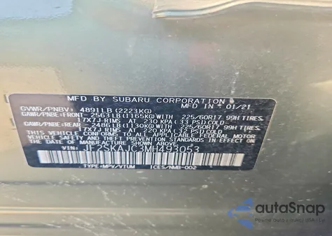 2021 Subaru Forester Premium from USA, damaged, VIN JF2SKAJC3MH493053